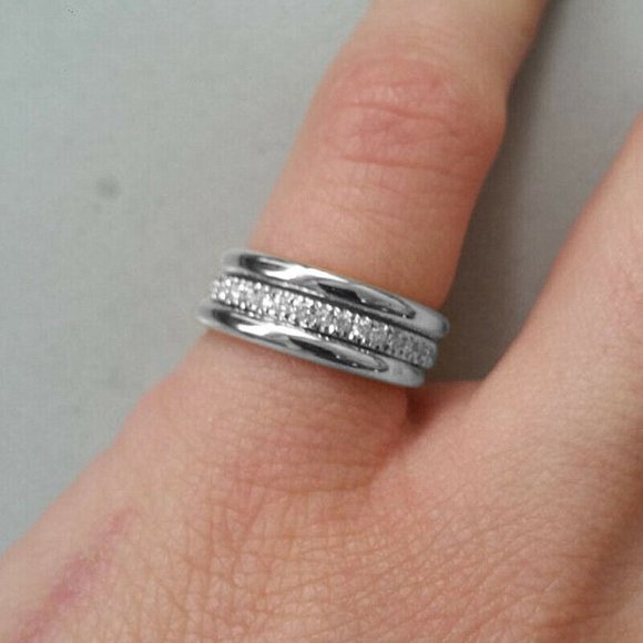 *New Unisex 6MM Sterling Silver Diamond Band Ring, cute Ring, shiny Ring. - Picture 2 of 3